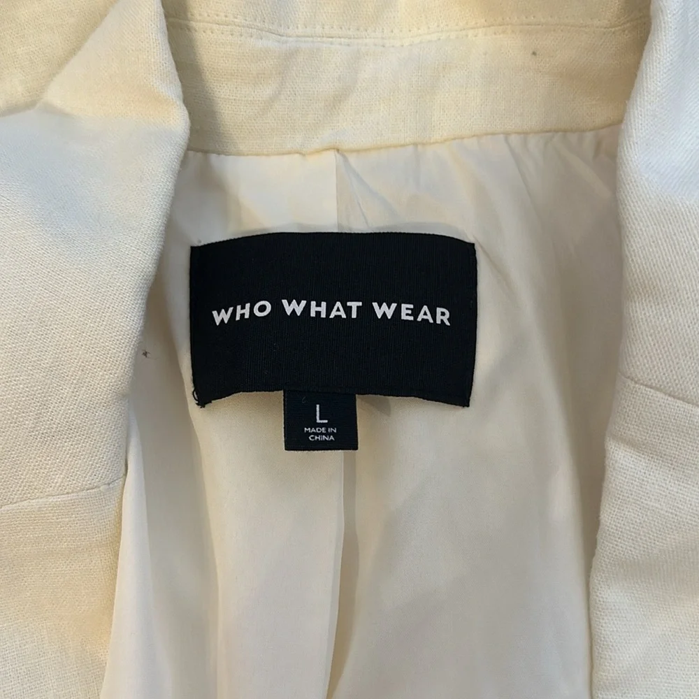 Who What Wear Ivory Double Breasted Linen Blazer Size Large NWOT - Picture 11 of 11